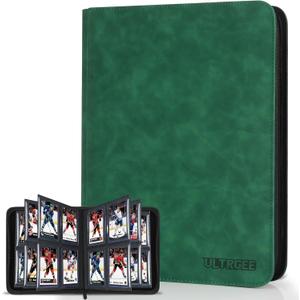 4 Slot Top Loader Binder, Top Loaders Collection Storage Album for Trading Cards and Sports Cards - Holds 112 Top Loader, NOT Suitable for Cards WITHOUT Top Loaders(Dark Green)