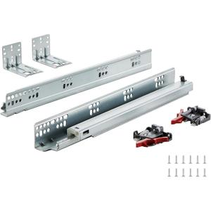VEVOR 6 Pairs 15 Inch of 15 18 21 Inch Soft Close Bottom Mount Drawer Slides, Heavy Duty Ball Bearing Full Extension Steel Track, Noiseless Guide Glides Cabinet Kitchen Runners with Locking, 100 Lbs