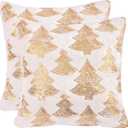 Tosleo Christmas Pillowcases 18 x 18 inch Set of 2 Multiple Christmas Tree Sequin Throw Pillow Cover White Plush Pillow case Christmas Party Decor Winter Holiday Soft Cushion Case