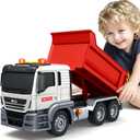 SpringFlower Dump Truck Toy for 3 4 5 6 7 Years Old Boy, Toy Dump Trucks Vehicle Toy with Sound and Light, Kids Toddlers Red Dump Truck Birthday Gifts for Boys & Girls