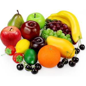 20 Pieces Fake Fruit, Artificial Fruit Decor That Look Real, Faux Fruit for Decoration Party Kitchen Table Centerpiece, Photography Props Fruits Display, Fake Apples, Grapes, Lemon, Oranges