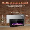 Electactic Electric Fireplace 36 inch, Recessed and Wall Mounted Electric Fireplace with Remote Control, Fireplace Heater, Linear Fireplace with Timer, Adjustable Flame Color, 750w/1500w, Black