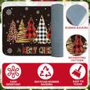 Christmas Kitchen Rugs Sets of 2 Santa Claus Snow Gnome Non Slip Floor Mat Low Profile Plaid Winter Decorative Christmas Rug for Indoor Home Decorations, 17x29 and 17x47 Inch (Tree)