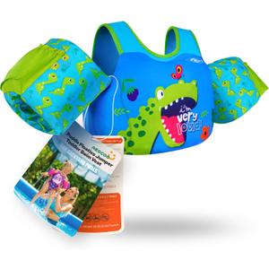Puddle Float Jumper 20-30-50-60-70 Pounds, Toddler Swim Vest for 1-3-5-6-9 Years Old, Pool Floats with Swimming Arm Floaties Swim Jacket & Water Wings for Kids Swimmies, Boys, Girls, Nios (Dinosaur)