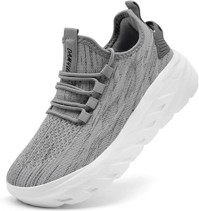 DLWKIPV Womens Slip on Tennis Shoes Anti-Slip Lightweight Women's Thick Soled Walking Shoes Slip On Height Increasing Sneakers Wide Comfortable Lightweight Breathable Work Outside Light_Grey US 6