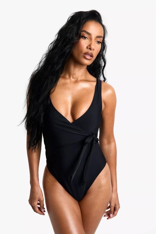 SWIMWEAR ESSENTIALS WRAP SWIMSUIT (M)
