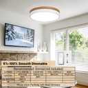 15.8 inch Dimmable Wood LED Flush Mount Ceiling Light Fixture,36W 3600LM,3000K/3500K/4000K/5000K/6000K CCT Selectable,Close to Ceiling Round Flat Panel Light for Bedroom,Hallway,Kitchen, 15.8 inch-1PK