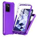 Mocotto for HMD Vibe Phone Case with Tempered Glass Screen Protector, Slim Soft Silicone Full-Body Protective Cover (HMD Vibe, Purple)
