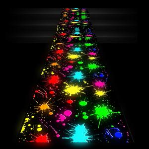 Haull 118 x 39 Inch Neon Light up Dance Floor Glow in The Dark Runner Rug UV Reactive Blacklight Rug Colorful Fluorescent Aisle Runners for 80s 90s Neon Birthday Party Decorations(Paint Splatter)