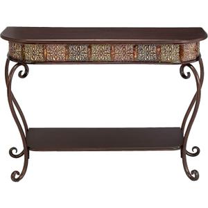 Deco 79 Wood 2 Shelves Console Table with Slim Black Metal Legs, 40" x 14" x 32", Beige