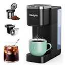 Tastyle Single Serve Coffee Maker, Iced and Hot Coffee Machine for K Cup & Grounds, Compact Design, 40oz Removable Water Reservoir, 6 to 24 Oz Brew Sizes, Fits 7.3" Travel Mug, Black