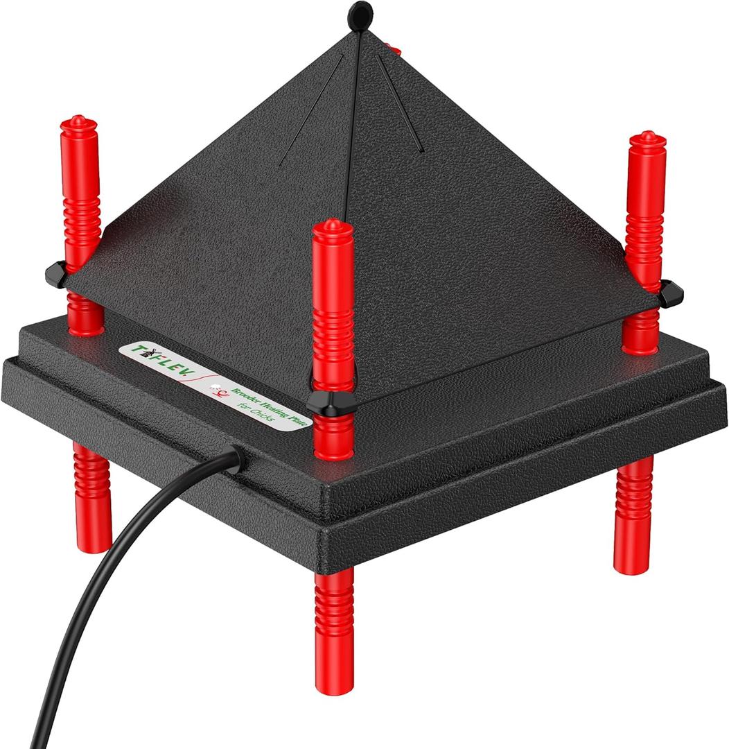 Chick Brooder Heating Plate with Anti Stand Cone, Adjustable Height Brooder Heater for Chicks, Downward Heat Distribution for Outdoor Barns & Coops (12" x 12" Black)
