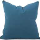 Howard Elliott Fluffy Throw Poly Insert Outdoor Pillow, Sunbrella Square Cushion Cover with Textured Trim Cording for Couch, Sofa, Indoor & Outdoor Use, 20 x 20 Inch, Seascape Turquoise