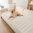 Smiry Couch Cover for Dogs Washable, Non Slip Fuzzy Pet Couch Covers for 3 Cushion Sofa Pet Friendly, Thick Soft Sofa Slipcovers Cushion Protector (White, 27.6" x 59")