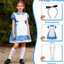 Kids Halloween Costume for Princess Costume Girls Kids Cute Blue Dress for Birthday Dress Up (7-8Years / 130)