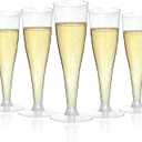 Bestluck 100 Pack Champagne Flutes Plastic, 4.5 oz Silver Glitter Plastic Disposable Stemware, Disposable Champagne Flutes for Party, Mimosa Bar, Wedding, Anniversary and Graduation