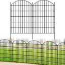 FOREHOGAR Metal Garden Fence 42in (H) x 23.3ft (L), 10 Panels + 11 Stakes Dog Fence Border Fence Animal Barrier, No Dig Garden Fencing for Yard Flower Bed Lawn Patio Outdoor, CTW4210 Black