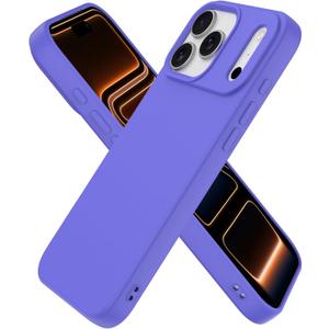 Compatible with iPhone 17 Pro Max Case, Shockproof Liquid Silicone Protective Phone Case with Soft Anti-Scratch Microfiber Lining Ultra Slim Drop Protection Phone Cover (Purple)