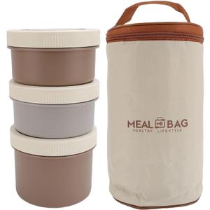 Haofy Lunch Food Container, 304 Stainless Steel Insulated Airtight Meal Container for School, 3 Separate Stackable Lunch Container Set, 22oz, Ideal for Work, Picnic