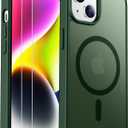 SPIDERCASE for iPhone 14 Plus Case, Magnetic Translucent Matte Case with 2PCS Tempered Glass Screen Protector Slim Phone Case for iPhone 14 Plus 6.7'', Green