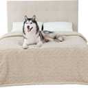 Bedsure Waterproof Dog Blankets for Bed - Pet Blanket for Bed Couch Protector Washable, Premium Jacquard Coral Fleece Cat Throw Blanket, Soft Plush Reversible Furniture Protection, King, 86x108, Cream