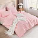Litanika Twin/Twin XL Size Comforter Sets Pink - 5 Pieces Bed in a Bag Twin/Twin XL Bedding Comforter Sets, Solid Lightweight Bed Set with Comforter, Sheets, Pillowcase & Sham