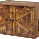 Timberer Cat Litter Box Enclosure, Litter Box Furniture Hidden with Removable Divider, Wooden Cat Washroom Furniture, Indoor Cat House, Rustic Brown