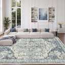 zesthome 10x12 Area Rugs-Washable Rug for Living Room, Non-Slip Backing Rugs, Stain Resistant 10x12 Rug for Bedroom, Ultra-Thin Low Pile Rugs, Vintage Large Home Decor