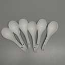 DOWAN Soup Spoons Set of 6, Ceramic Chinese Soup Spoon, Asian Soup Spoons, White Japanese Spoon Large for Ramen Pho Wonton Dumpling Miso, Deep Oval Hook Design
