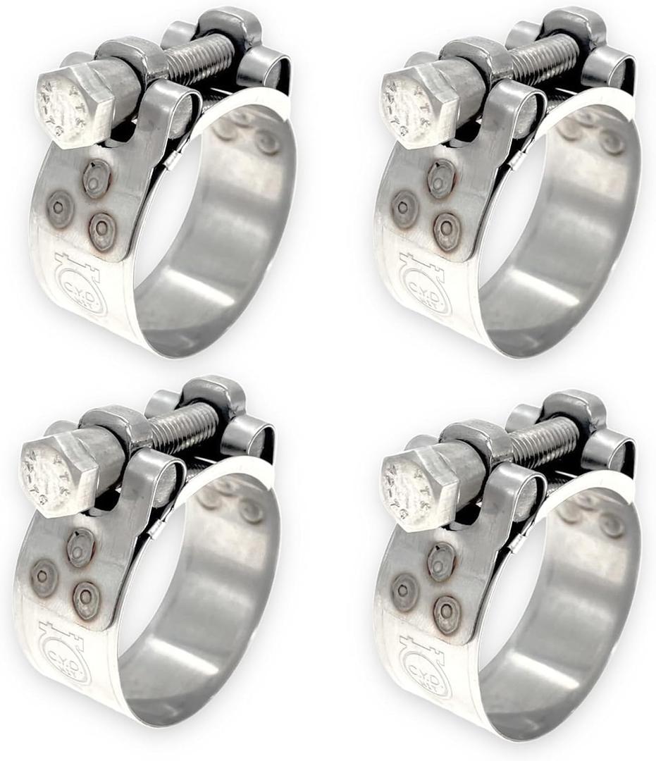 TT Heavy Duty Hose Clamps, 304 Stainless Steel T-Bolt Clamp, Adjustable Range 36-39 mm, Solid T-nuts and Wide Band for 1.5 inch Exhaust Clamp(1.42-1.54 inch, 4 Pack)