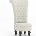 MU Dutch Velvet High Back Chair, Living Room Furniture Royal Accent Seat, Throne Chairs Simply Elegant Style for Living Room, Bedroom (Cream)