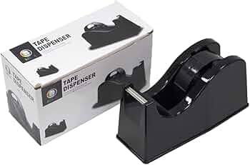 MR.R Heavy Duty Desktop Masking Tape Dispenser Adhesive Roll Holder (Fits 1" & 3" Core) for Heat Press Transfer Tape Black Color