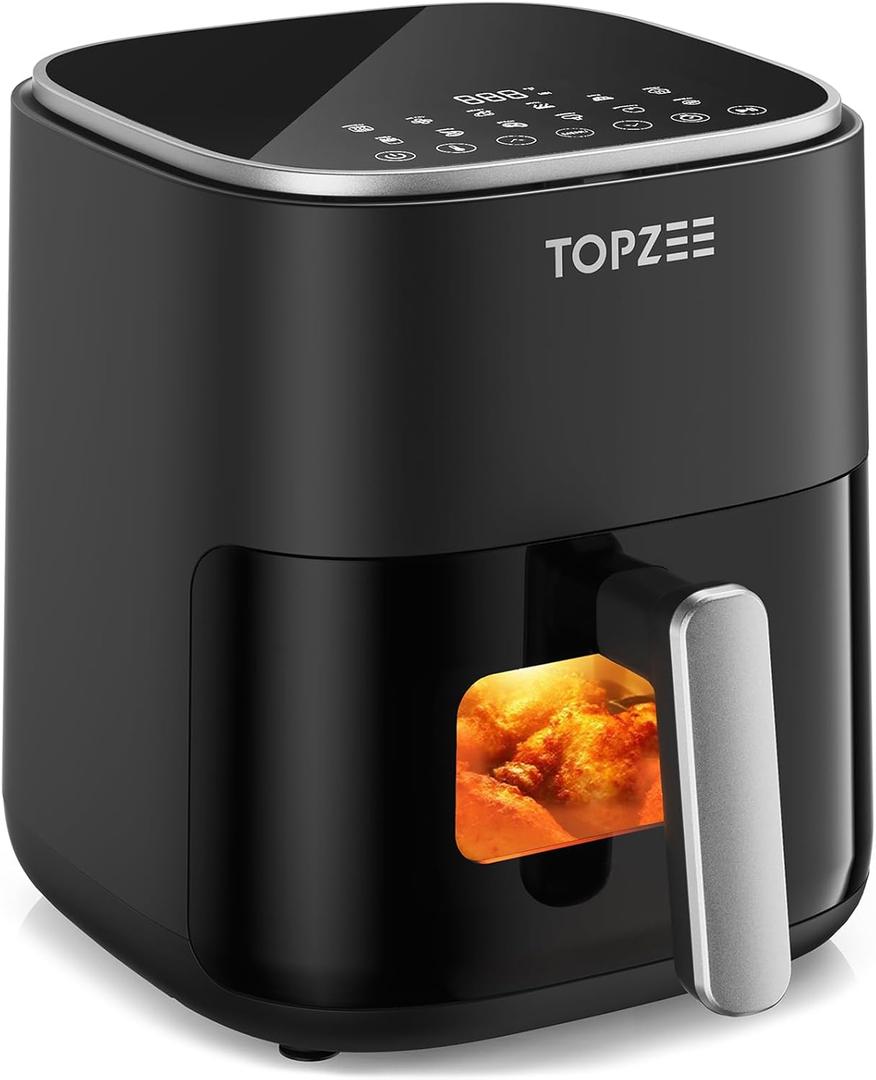 Air Fryer 12-in-1 with 5.5 QT Large Capacity, Compact Air Fryer, 100-400 Precise Heat, 360Hot Air Circulation, 95% Less Oil, Bake, Dry, Reheat, Frozen, Broil, Proof, Black