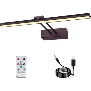 Picture Light,Battery Art Lights for Wall,Wireless Remote Painting Light with Timer and Dimmable,20Metal Display Lighting for Artwork,Portrait,Gallery-BK