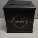 Black & Gold Card Box, Large 10” Gift Card Holder for Wedding Reception, Graduation Party, Funeral Memorial, Birthday, Bridal & Baby Shower, Retirement, Donation Basket, Money, Envelope Box with Slot