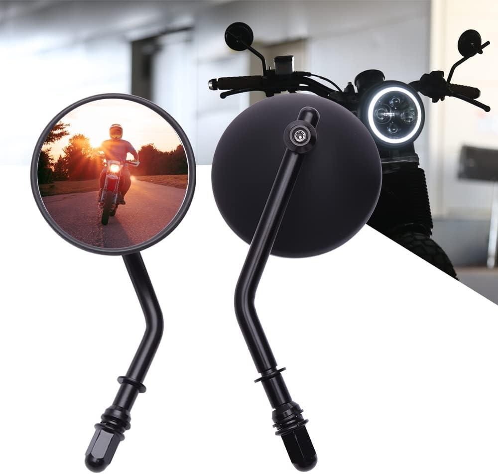 DREAMIZER 3" Motorcycle Handlebar Mirrors Black Round Rear View Side Mirrors Universal 8mm 10mm Compatible with Sportster 883 1200 Softail Dyna ATV Street Sport Bike Cruiser Chopper Bobber Scooter