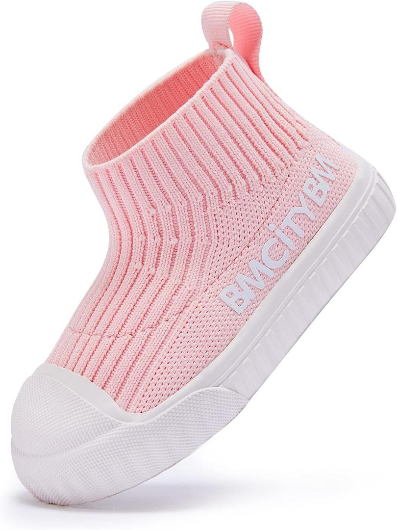 BMCiTYBM Baby Sneakers Girls Boys Lightweight Breathable Mesh First Walkers Shoes 6-24 Months (32-pink)