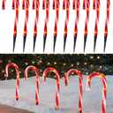 Christmas Candy Cane Lights Outdoor Pathway -10 Pack Lighted Candy Cane Pathway Markers Lights Walkway, 10 inch Candycane Christmas Sidewalk Outdoor for Yard Lawn Decorations