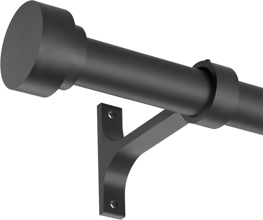 Short Curtain Rod 12-20 Inch Telescoping Side Curtain Rods, 1Inch Diameter Pole Adjustable Metal Drapery Rod, Matte Black
