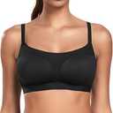 Wingslove Sports Bra for Women Moisture-Wicking Wireless Yoga Bra with Breathable Mesh Adjustable Straps for Running Gym (Black, 32DD)