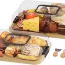 2-Pack Charcuterie Board with Lid 4" Heightened Lid - 14.2" & 13.4" Bamboo Trays Entertaining - Housewarming Warming Gifts New Home, Gifts for Women - Large Food Platter (Dimensions: 14.5" x 11" x 4.5" | Code: DG-L&M)