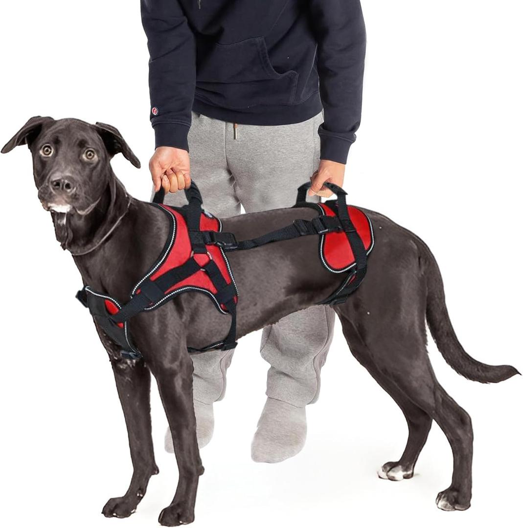 Doggie Stylz Multi-Functional Full-Body Lifting Dog Harness Vest, Designed for Front-Only, Rear-Only or Full-Body Dog Lifting, Please Measure Your Before Ordering (Girth 23-30", Red)