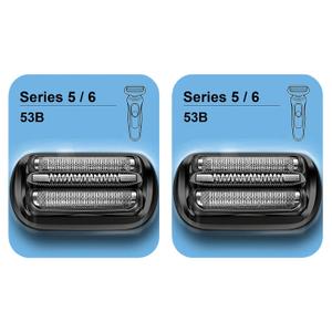 Series 5/6 53B Replacement Head for Braun Electric Foil Shaver, Compatible with New Generation Braun Razors 5020cs 5018s 5035s 5049cs 5050cs 6020s 6040cs 6075cc 6072cc 6090cc (2 Count)