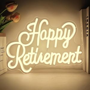 Happy Retirement Neon Sign Dimmable Led Signs USB Neon Light Sign Neon Lights for Wall Decor Happy Retirement Party Decorations (9.4 * 12.7in)