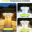 Solar Post Cap Lights 2 Packs for 4x4 5x5 Wooden/Vinyl Posts, IP65 Waterproof Fence Post Solar Lights with Warm/Cool/Neutral Lighting, Outdoor Post Lights for Garden, Patio, Porch- White