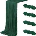 4 Pack Emerald Green Cheesecloth Table Runner 20 x 120 inch Gauze Table Runners 10 FT Long, Semi Sheer Boho Cheese Cloth Fabric Table Runner Bulk for Wedding, Party, Baby Shower, Bridal Shower Decoration