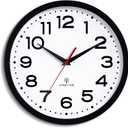 Atomic Wall Clock 12 Inch, Modern Clock Battery Operated Classic Analog Decorative for Kitchen, Living Room, Office, Bedroom, Bathroom (Black)