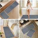Kitchen Rugs Sets of 2,Non Slip Kitchen Mats for Floor,Thick Braided Vintage Kitchen Floor Mat Runner Carpet for Hallways Entryway Laundry Room Washable（Grey 17"x30"+17"x47"）