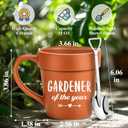 Gardening Coffee Mug Christmas Birthday Gifts for Women Men Boss Teacher Mom Dad Best Friend,Cool HandMade Office Desk Fall Decor White Elephant Gift,Novelty Plant Lovers Pot Cup with Shovel Spoon Set