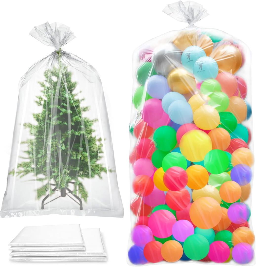 4 Pcs Balloon Bags for Transport with Ties, Large Plastic Balloon Storage Bag 98x59 inches(2pcs) 47x59 inches(2pcs), Giant Clear Carrying Storage Bags for Wedding Birthday Party Supplies
